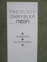 Chrysler Neon Ausstattung Technische Daten Preisliste April 1995