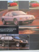Chrysler Jeep Gesamtpreisliste 8/1993