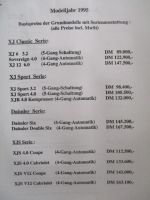 Jaguar Preisliste Modelljahr 1995