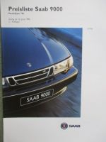 Saab 9000 Preisliste Modelljahr 1996