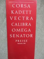 Opel Preisliste September 1990