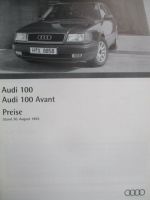 Audi 100 +Avant (C4) Preisliste 30.August 1993