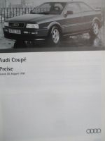 Audi Coupé Typ89 Preisliste 30.August 1993