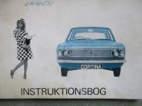 Ford Cortina MK2 Instruktionsbog +Serviceplan Dänisch