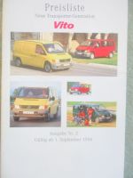 Mercedes Benz Vito Preisliste September 1996