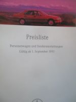 Mercedes Benz Preisliste September 1993