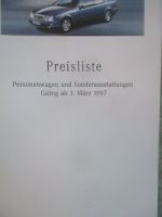 Mercedes Benz Preisliste Personenwagen & Sonderausstattungen März 1997
