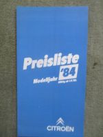 Citroen Preisliste Modelljahr 1984