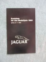 Jaguar Preisliste Modelljahr 1983
