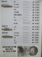 Volvo Preisübersicht Modelljahr 1999
