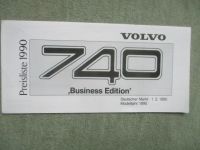 Volvo 740 Business Edition Preisliste 1.Februar 1990