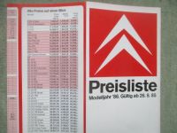 Citroen Preisliste Modelljahr 1986