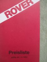 Rover Preisliste 1. September 1983