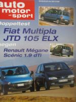 auto motor & sport 4/1999 Fiat Multipla JTD 105 ELX vs. Megane Scenic 1.9dTi