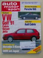 ams 12/1991 Audi Cabrio, Porsche 968,BMW 735i E32