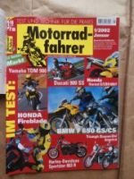 Motorradfahrer 1/2002 Honda CBR RR Fireblade, BMW F650CS vs. F 650 GS, Aprilia RS 250,