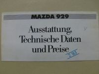 Mazda 929 Ausstattung & Preise 7.1983