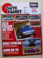 Gute Fahrt 8/1988 Porsche 911 C4,Audi 80TD,Golf Syncro Dauertest