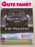 Gute Fahrt 3/2002 VW Phaeton, Audi A2 Kaufberatung,RS6,S3