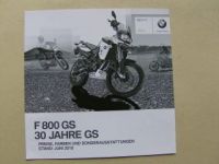 BMW F800 GS 30 Jahre GS Preisliste Juni 2010 NEU