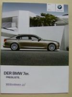 BMW Preisliste 7er F01 F02 740i-760i/Li,730d-740d März 2010