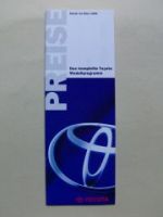 Toyota Preisliste Modellprogramm 12.3.1999