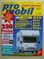 pro mobil 3/1994 Knaus Traveller X, Flair 8000, Karmann Cheetah