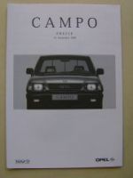 Opel Campo Preisliste 14.September 1999
