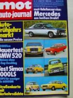 mot 9/1974 BMW 520 E12 Dauertest, Simca 1000LS,Mazda 1300