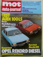 mot 23/1973 Mazda 818, Dauertest:Opel Rekord D Diesel,Audi 100LS