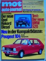 mot 20/1972 BMW 520 E12, Peugeot 104, 304S Limousine, Daf 66