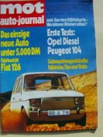 mot 23/1972 Opel Rekord Diesel, Peugeot 104, Fait 126,H4