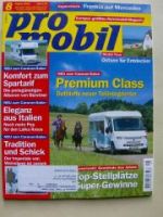 pro mobil 8/2001 LMC100er Alkoven, Bürstner A 574, Dethleffs Pre