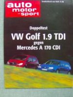 AMS 17/1998 VW Golf 4 1.9tdi gegen A 170 CDI BR168