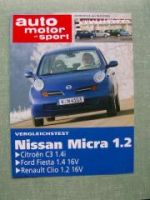 AMS 2/2003 Nissan Micra 1.2 gegen Citroen C3 1.4i Fiesta 1.4 16V