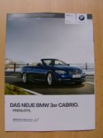 BMW 318i-335i-320d-330d Preisliste Januar 2011 E93 NEU