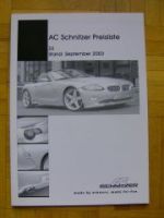 AC Schnitzer Z4 Preisliste E85 September 2003 NEU