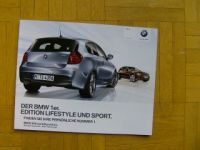 BMW 1er Edition Lifestyle und Sport E81 E87 März 2011 NEU