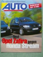 Auto Straßenverkehr 12/2001 Opel Zafira gegen Honda Stream