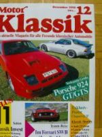 Motor Klassik 12/1990 Porsche 924 GT/GTS, Ferrari SWB,Audi 225 F