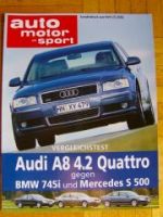 AMS 23/2002 Audi A8 4.2 quattro gegen 745i E65 S500 W220