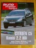 AMS 16/2001 Citroen C5 Kombi 2.2HDI gegen 406 Break 2.2HDI