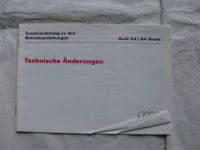 Audi A4/Avant Zusatzanleitung Technische Änderungen Juli 1996