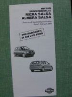 Nissan Micra Salsa Almera Salsa 2/1999 Preisliste