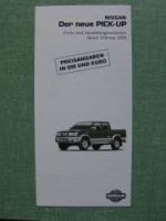 Nissan neue Pick-Up 2/1999 Preisliste