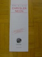 Chrysler Neon Preisliste 1998