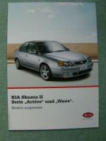 Kia Shuma2 Serie Active und Wave 8/2003 Prospekt+Preise