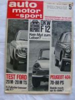 ams 5/1965 DKW F12,Ford 20M,20M TS,Peugeot 404