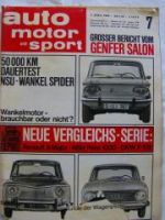 ams 7/1966 NSU Wankel Spider Dauertest,Renault 8 Major