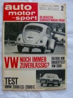 ams 2/1967 VW 1300 Dauertest, BMW 2000CS 2000C